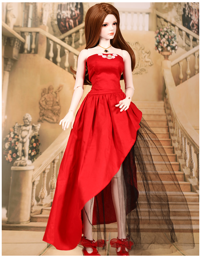 sd套装性感红色礼服娃衣