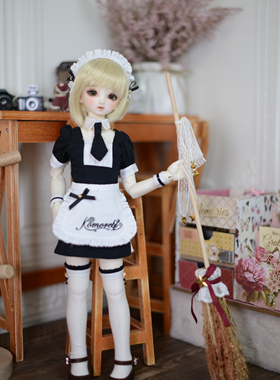 【娃衣】bjd娃娃 sd娃1/6/4/3分 黑色女仆工作服洋套装送头饰袜子