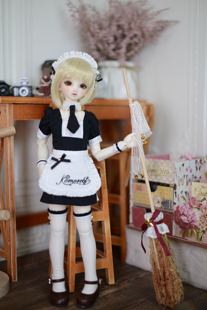 【娃衣】bjd娃娃 sd娃1/6/4/3分 黑色女仆工作服洋套装送头饰袜子