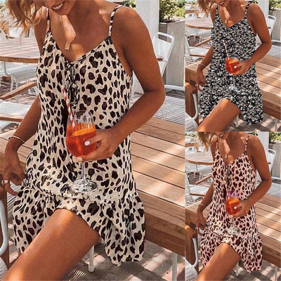 2021 summer new leopard print temperament sling dress women