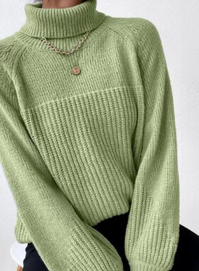 Simple fashion lapel sleeve pullover sweater woman 翻领毛衣