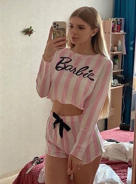 Summer casual long sleeve shorts homestay pajama lady 家居服