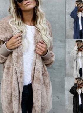 Winter solid color fashion long coat woman 纯色时尚外套女