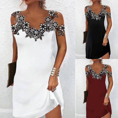 女款晚宴蕾丝拼接连衣裙