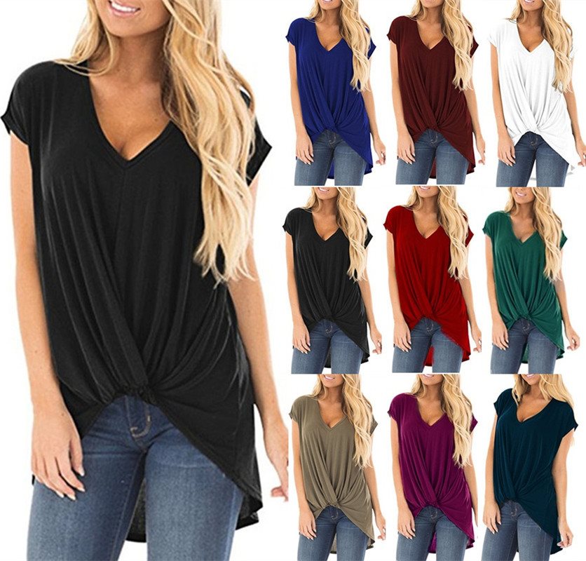 T-shirt woman's summer new loose 新款纯色T恤女士宽松短袖上衣