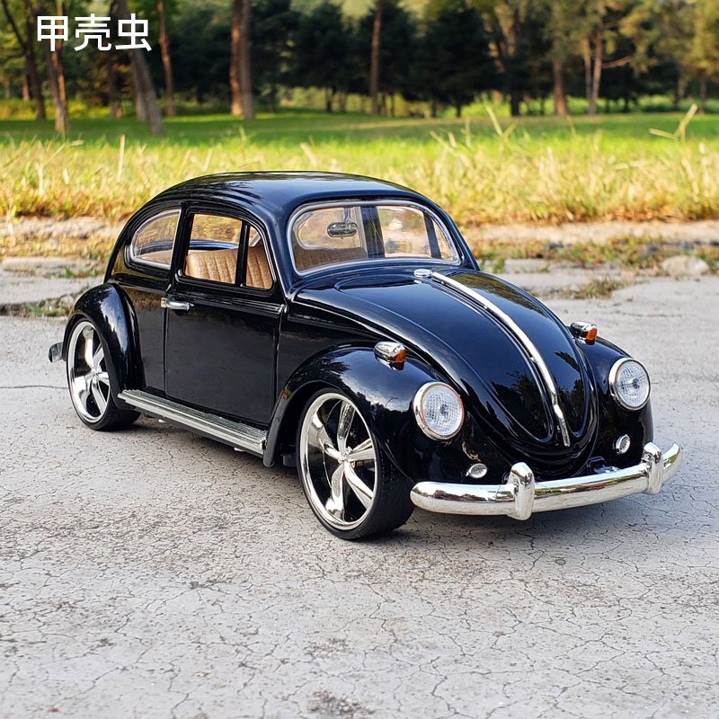 1:18大众甲壳虫复古老爷车合金车模仿真开门金属汽车模型摆件玩具