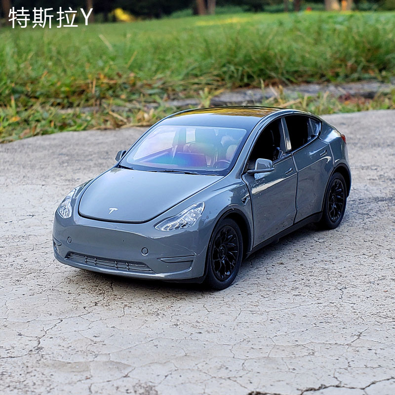 1:32特斯拉model Y合金汽车模型开门回力男玩具车仿真金属车摆件