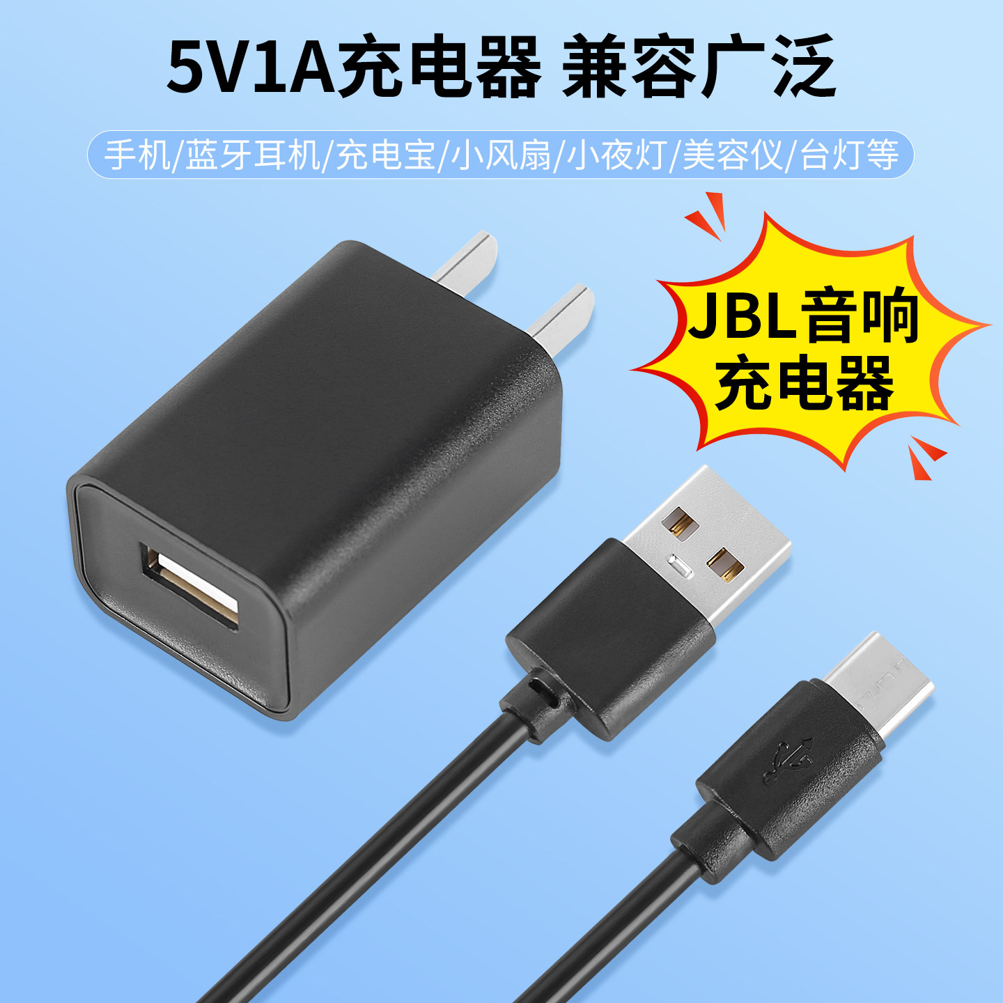 适用JBL回音壁环绕电源线充电器5V1A小功率5W充电器电池US