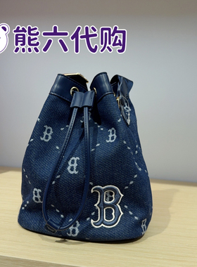 MLB儿童满印钻石老花复古时尚百搭抽绳单肩斜挎包水桶包7ACRMD64N
