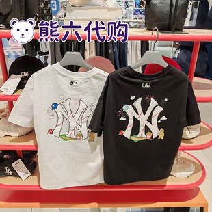 MLB儿童26春夏新款 精致刺绣LOGO背标圆领T恤7ATSL0363 男女童时尚