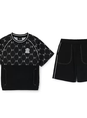 MLB儿童国内代购25春夏新款男女童钻石老花短袖短裤套装7AS1MD753