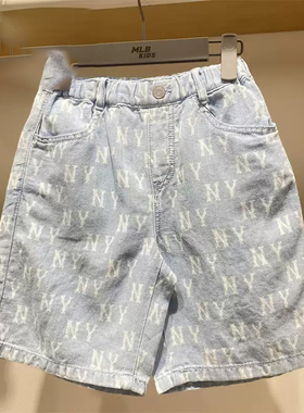 MLB儿童国内代购24新款男女童NY老花休闲松紧腰薄款短裤7ASMM0543