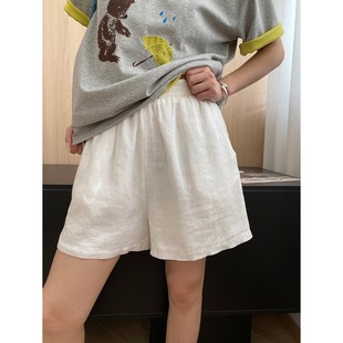 专柜品质司南 夏日好搭档 100苎麻慵懒舒适透气休闲宽松阔腿短裤