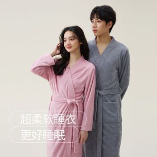 晨袍 酒店春秋天长款 毛巾布浴袍吸水速干女夏季 情侣睡袍男浴衣薄款