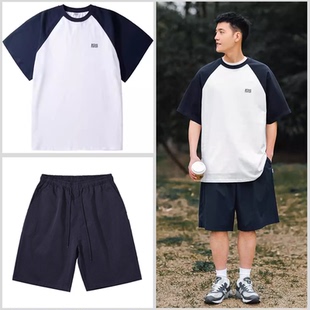 倔强工作室 美式夏季运动套装男短袖T恤速干短裤休闲两件套跑步服
