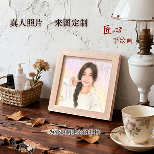 生日礼物闺蜜女生女朋友老婆创意礼品照片定制画素描退休纪念特别