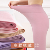 女内穿加绒加厚线裤 秋裤 大码 德绒高腰秋裤 绒裤 女保暖裤 2019年新款