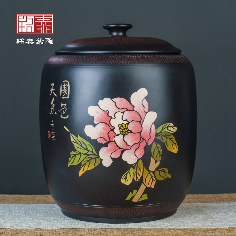 云南建水紫陶茶叶罐陶瓷家用密封彩填茶缸防潮存储普洱茶精品米缸,餐饮具,茶叶罐,淘宝优惠券,粉丝福利购,淘宝优惠卷