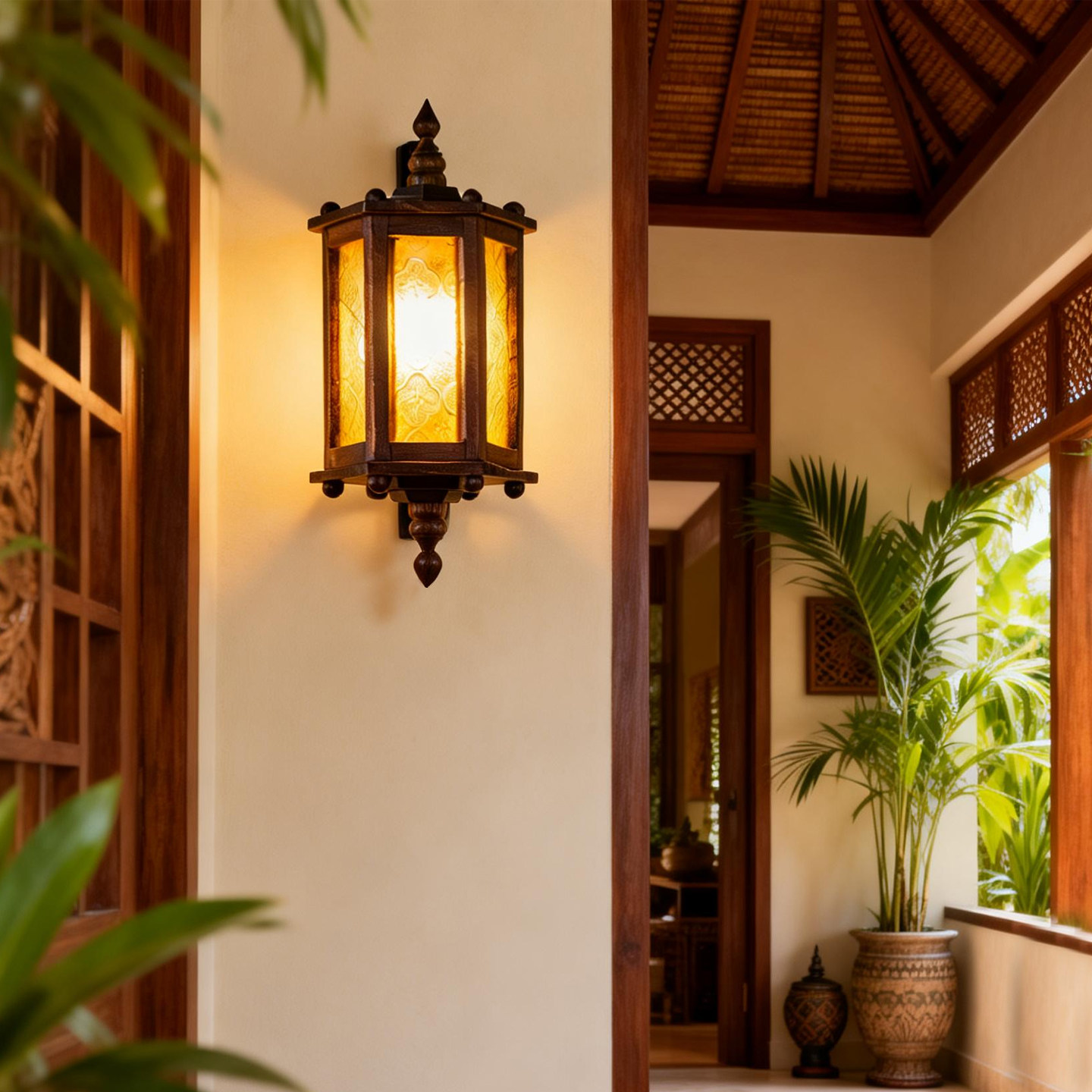 东南亚实木壁灯酒店会所玄关走廊过道装饰灯客厅卧室中式户外壁灯