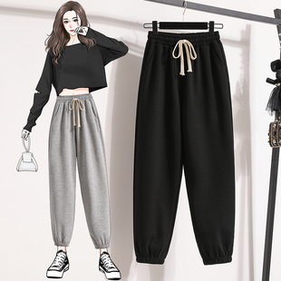 显瘦休闲女哈伦卫裤 时尚 宽松束脚2025新款 女裤 女潮秋冬灰色运动裤