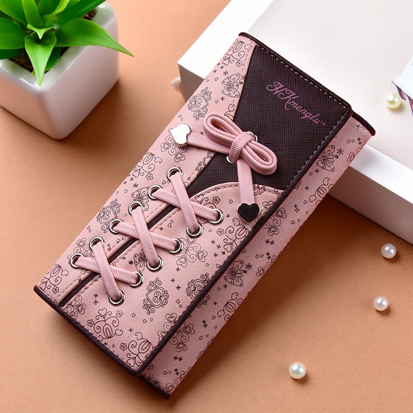 韩版钱包女长款大容量蝴蝶结三折钱夹女士新款卡包时尚休闲手机包