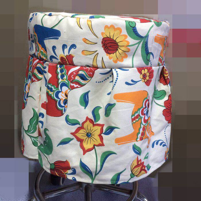 田园碎花帆布  板凳罩子 坐板罩子 圆形化妆板凳套子 钢琴板凳套