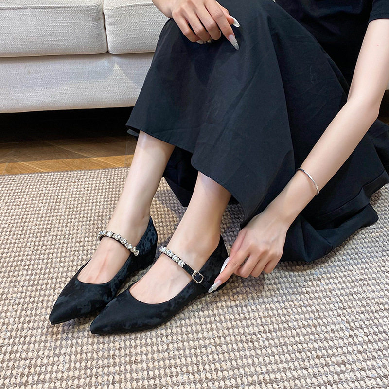 法式小皮鞋2026内增高新款玛丽珍鞋尖头水钻小香风软底豆豆单鞋,女鞋,乐福鞋（豆豆鞋）,淘宝优惠券,粉丝福利购,淘宝优惠卷