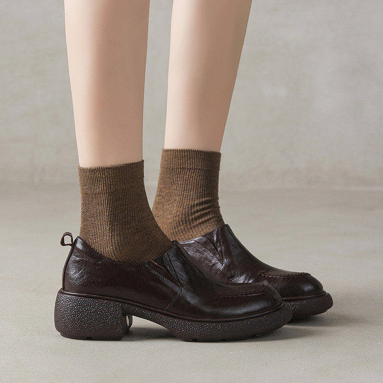 英伦小皮鞋2026粗跟春秋乐福鞋新款圆头中跟软底豆豆休闲舒适单鞋,女鞋,乐福鞋（豆豆鞋）,淘宝优惠券,粉丝福利购,淘宝优惠卷