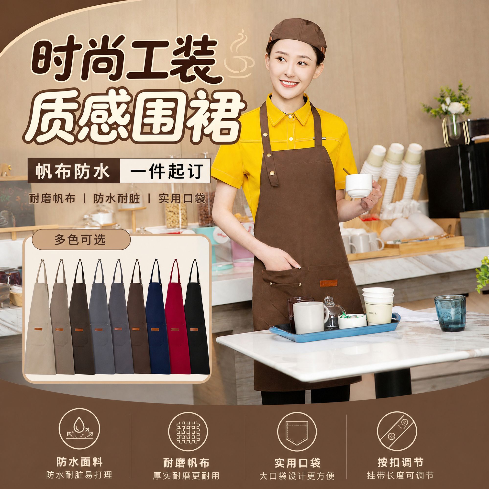 围裙餐饮专用定制logo印字防围裙