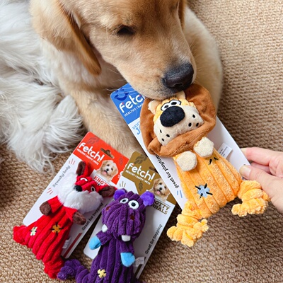 狮子狐狸灯芯绒磨牙发声玩具