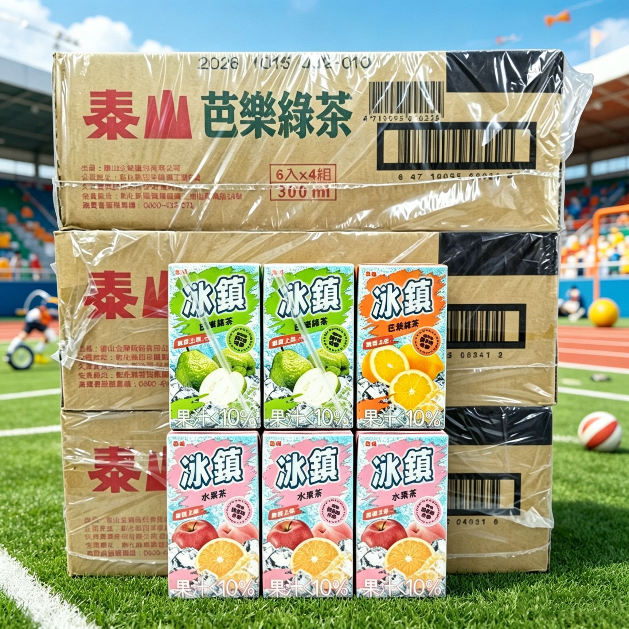 包邮台湾进口泰山冰镇芭乐绿茶冰镇水果茶冰镇柠檬红茶300ML*6盒