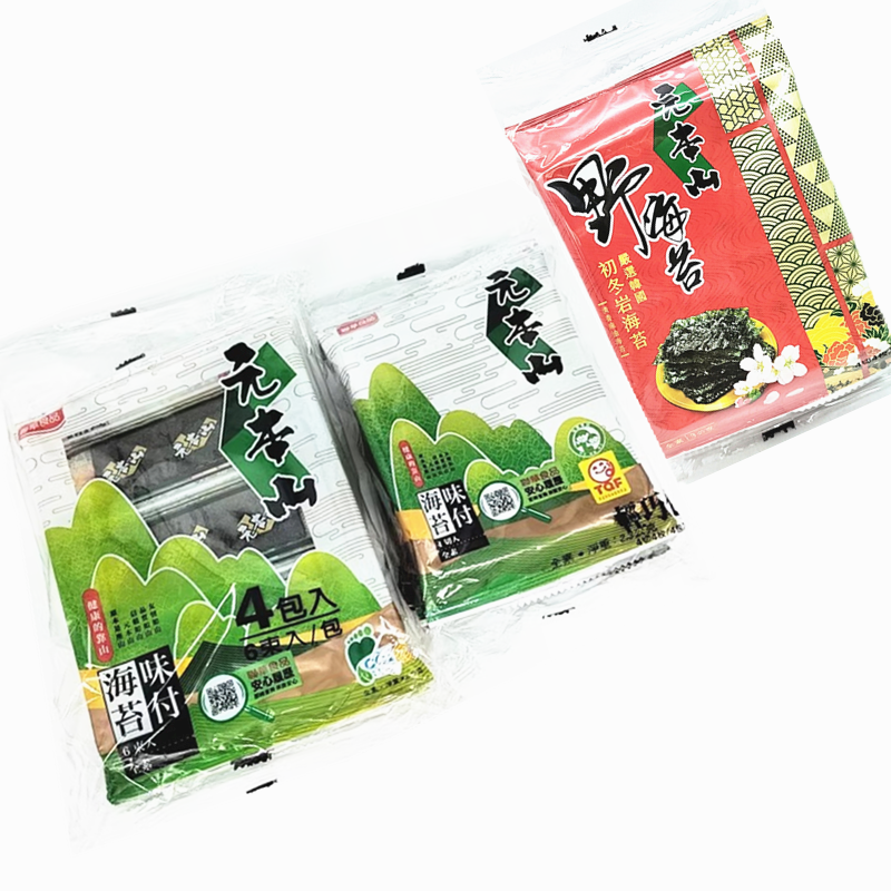 包邮台湾联华元本山海苔味付6束入4.8g、联华元本山野海苔3g*4