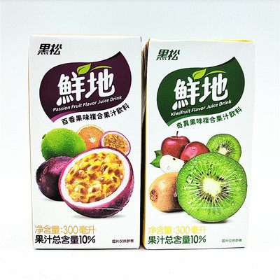 包邮1组6盒台湾黑松鲜地百香果味复合果子、猕猴桃味饮料C300ML*6