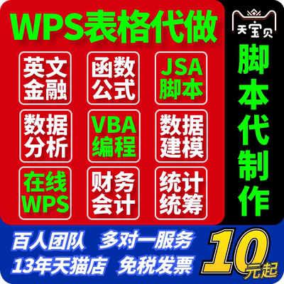 wps/excel在线多维表格代制作数据处理图表可视化vba宏定制进销存