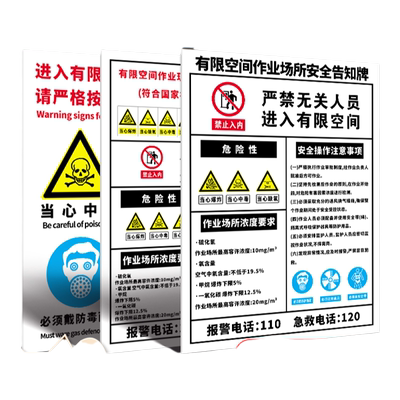 有限受限空间安全告知牌