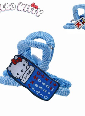 正版Hello Kitty可爱抓夹凯蒂猫布艺格子发抓中号鲨鱼夹抓子13495