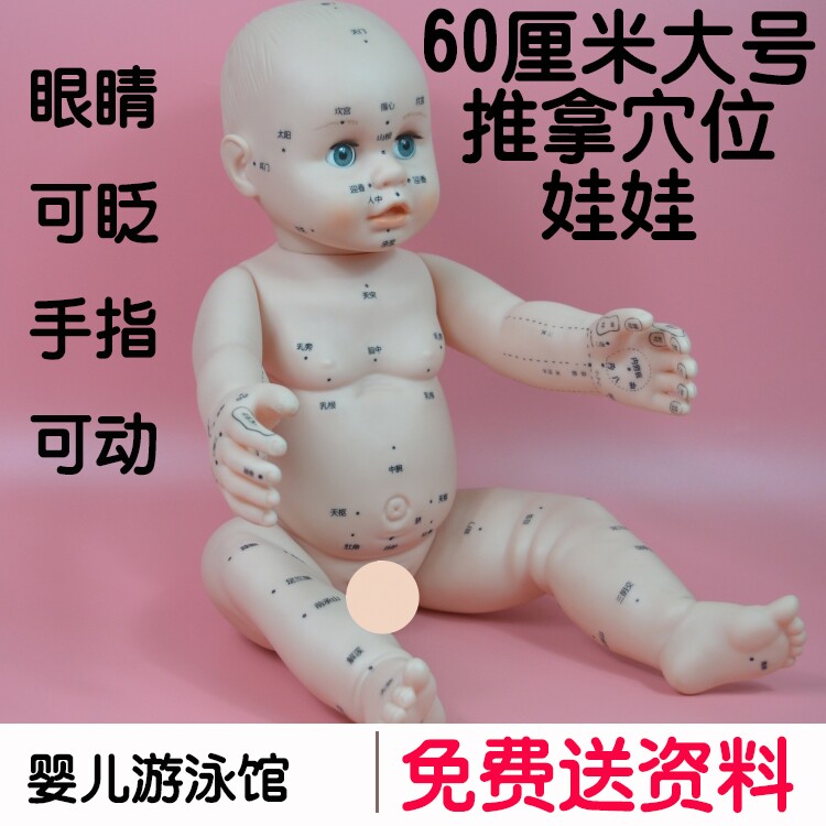 婴儿游泳馆60厘米大号小儿推拿穴位娃娃模型 仿真软胶假宝宝道具