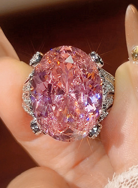 新款饰品戒指彩宝蓝红刚玉粉钻镶嵌时尚高级感欧美风女款货