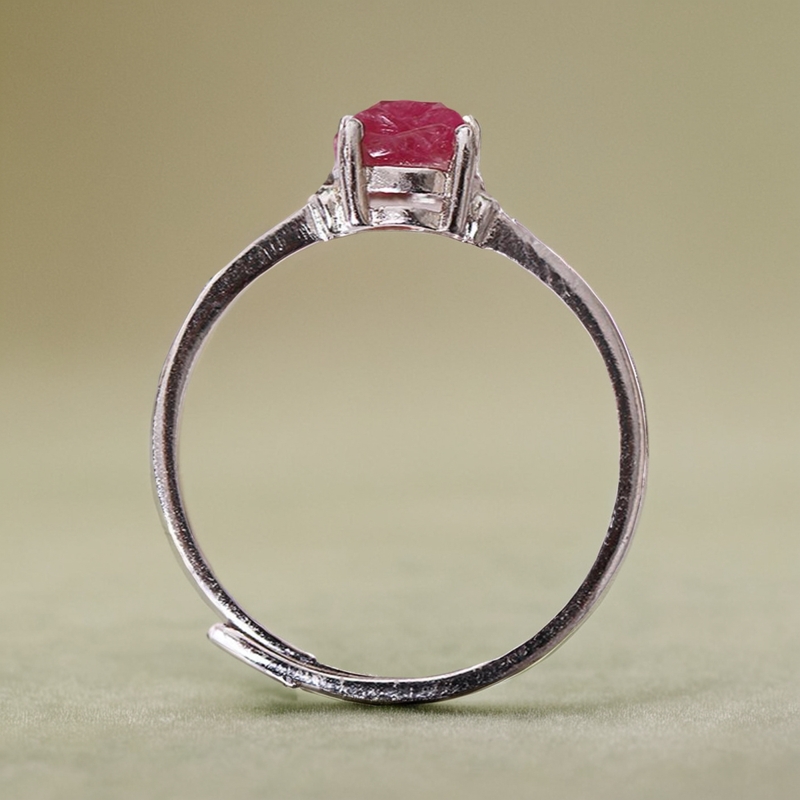 天然碧玺戒指紫红黄蓝绿粉糖果色玫瑰花雕刻戒面纯银镶嵌饰品个性