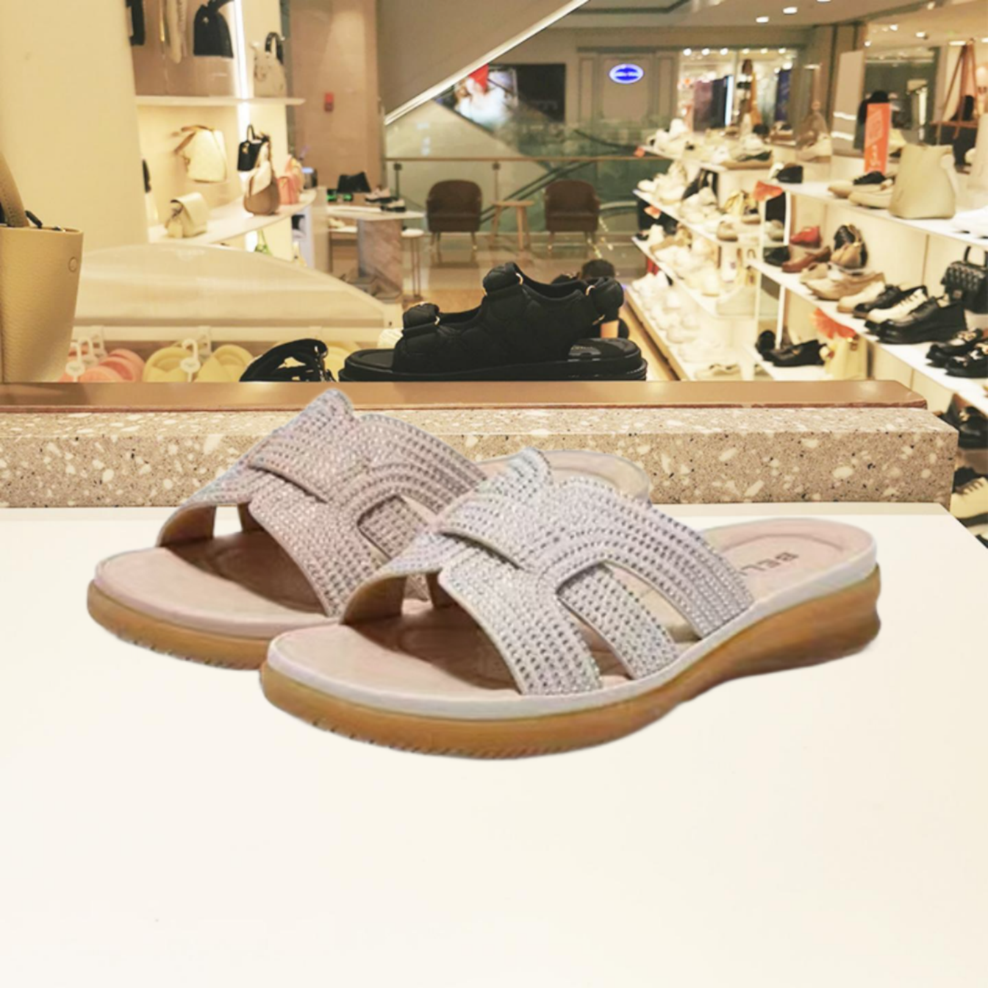 百丽2025年夏季新款休闲拖女鞋