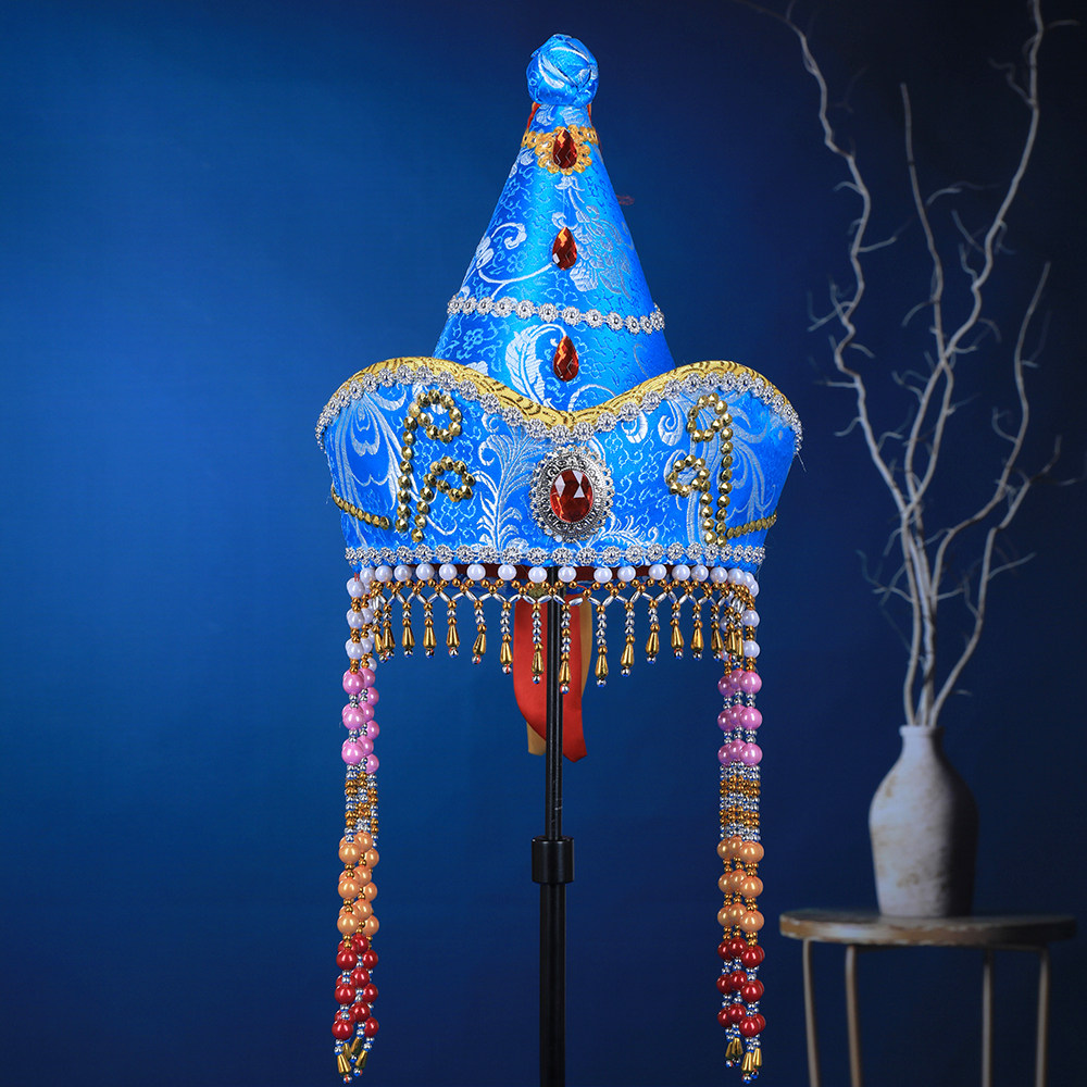 蒙古帽头饰成人女帽少数民族舞蹈演出高帽子蒙古袍配饰内蒙古服饰