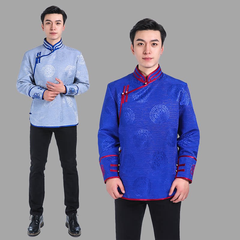 蒙古服装男士成人短款上衣外套蒙古袍日常舞台装新款蒙古演出服男