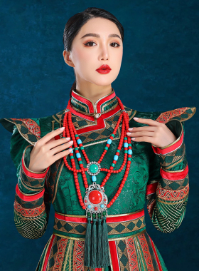 蒙古族传统贵族饰品长项链少数民族风旅拍内蒙古摄影写真毛衣链