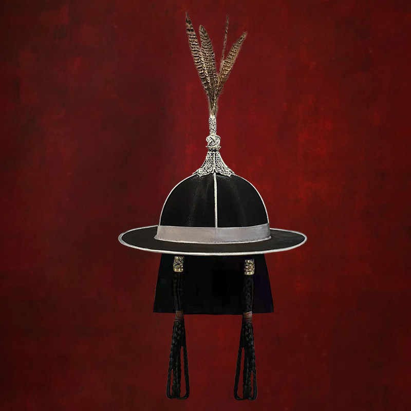 男蒙古族摄影黑色拔笠帽子大汗辫子写真旅拍头饰演出内蒙古王爷帽