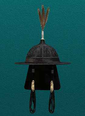 男蒙古族拔笠帽摄影黑色大汗辫子写真旅拍头饰演出内蒙古王爷帽