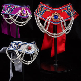 新款蒙古族头饰蒙古女帽顶碗舞筷子舞蹈表演内蒙古系带帽子包邮