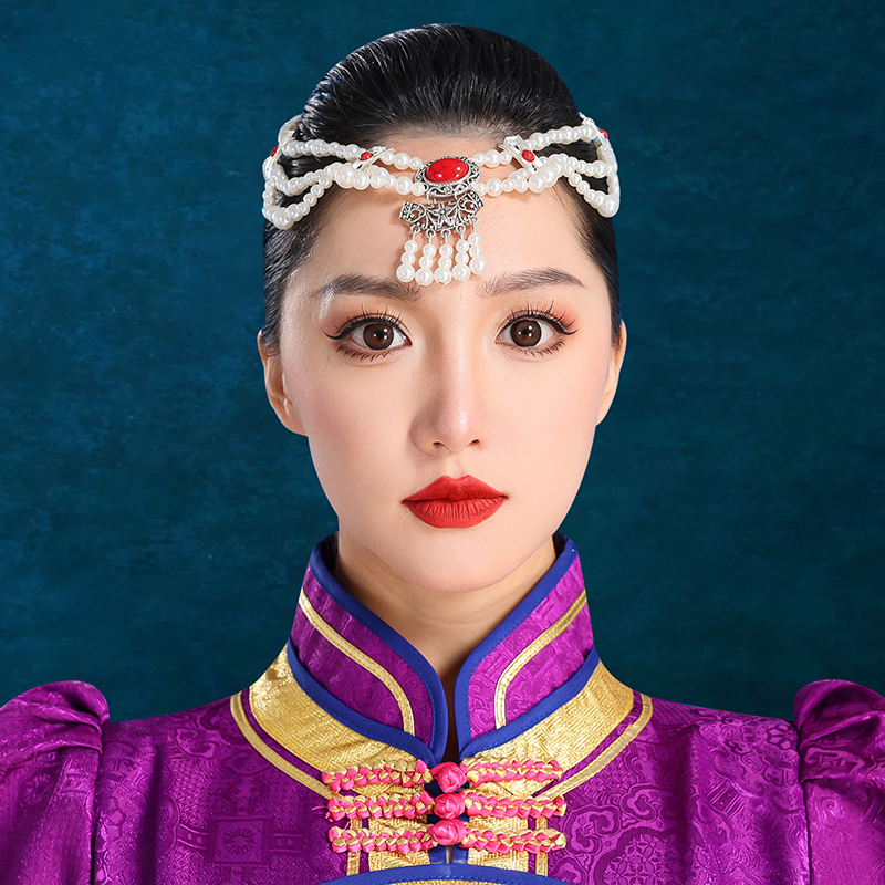 蒙古族头饰珠珠流苏配饰配件发饰民族舞蹈演出发箍发带发卡夹子