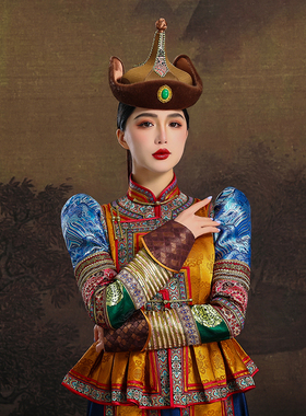 原创蒙古族女士棕色帽子内蒙古民族舞蹈摄影演出婚礼日常走秀帽子