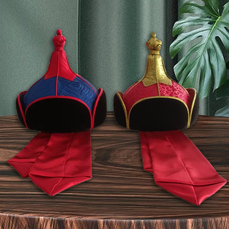 男士成人蒙古尖顶帽子草原王爷帽子头饰辫子摄影写真内蒙古服饰