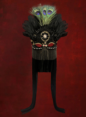 蒙古族黑色神秘创意古怪面具帽子头饰节日演出夸张造型服化道具